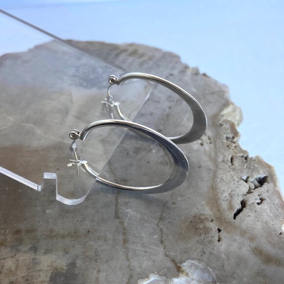 Silpada Sterling Silver 925 "Back To Basics" Hinged Clasp Oval Hoop Earrings - Picture 12 of 16